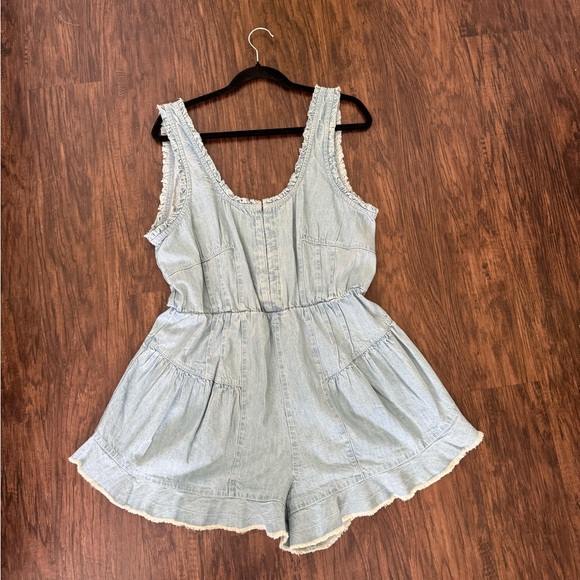 Free people soft denim romper - Picture 2 of 9